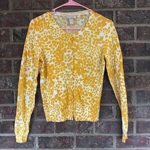 Banana Republic Yellow and White Patterned Cardigan
